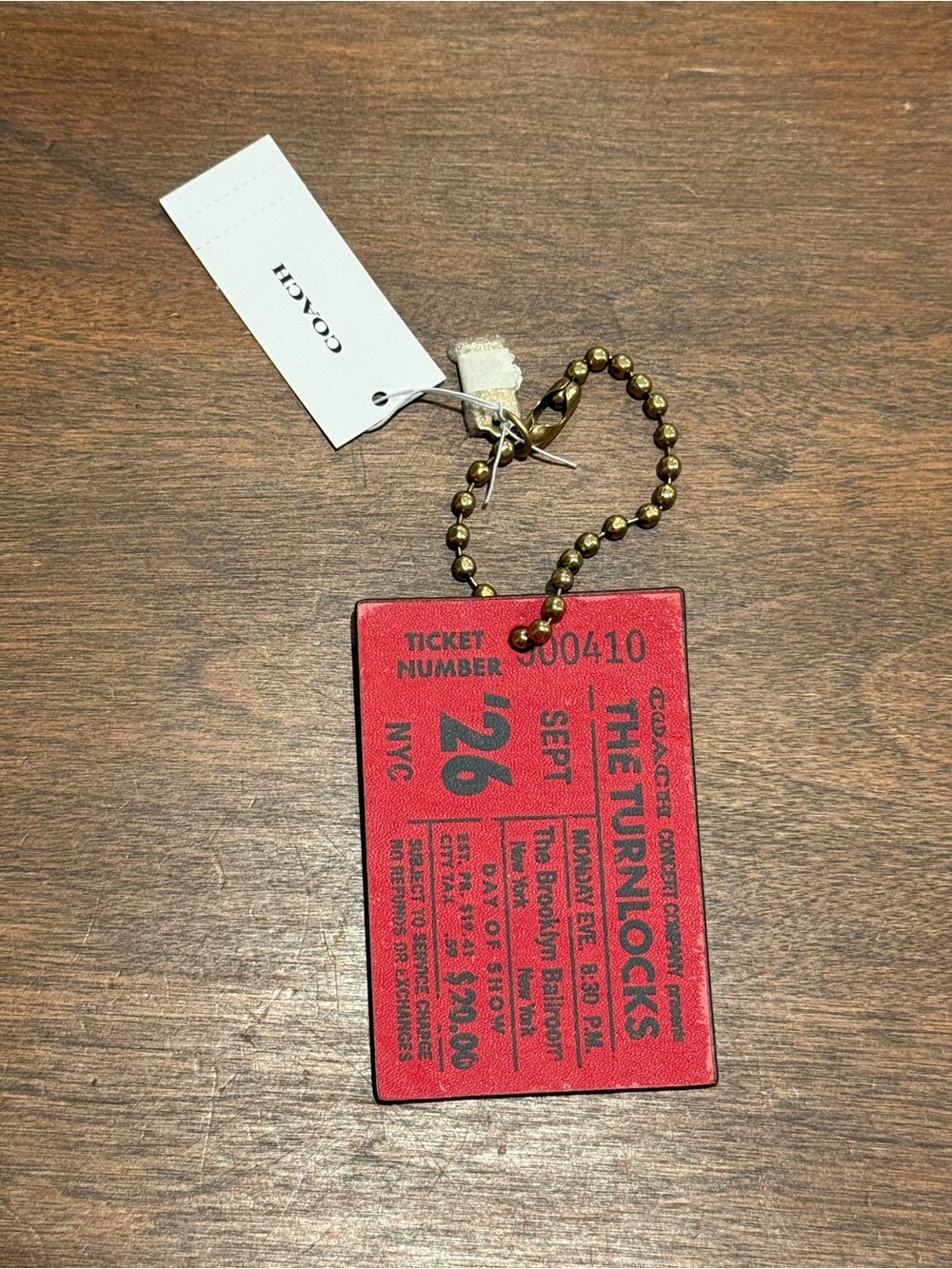 Coach Bag Charm - Ticket Poppy Red & Brass NWT